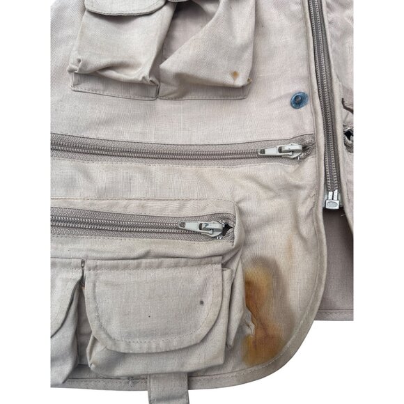 Crystal River Tan Fishing Vest M With Multiple Pockets & Zippers 65a - Picture 4 of 8